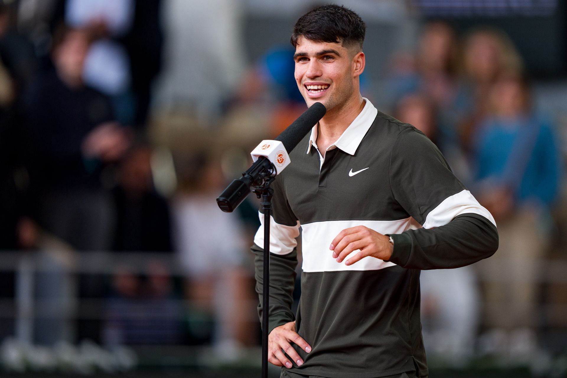Carlos Alcaraz after his second-round win at the 2025 French Open (Source: Getty)